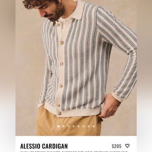 Octobre Editions (Sezane) Alessio Men's Striped Cardigan - Blue and Cream